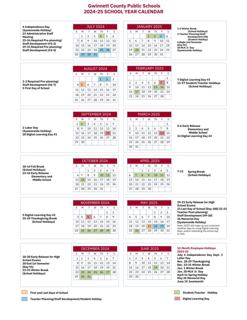 2024 2025 School Calendar Gwinnett County Nari Tamiko