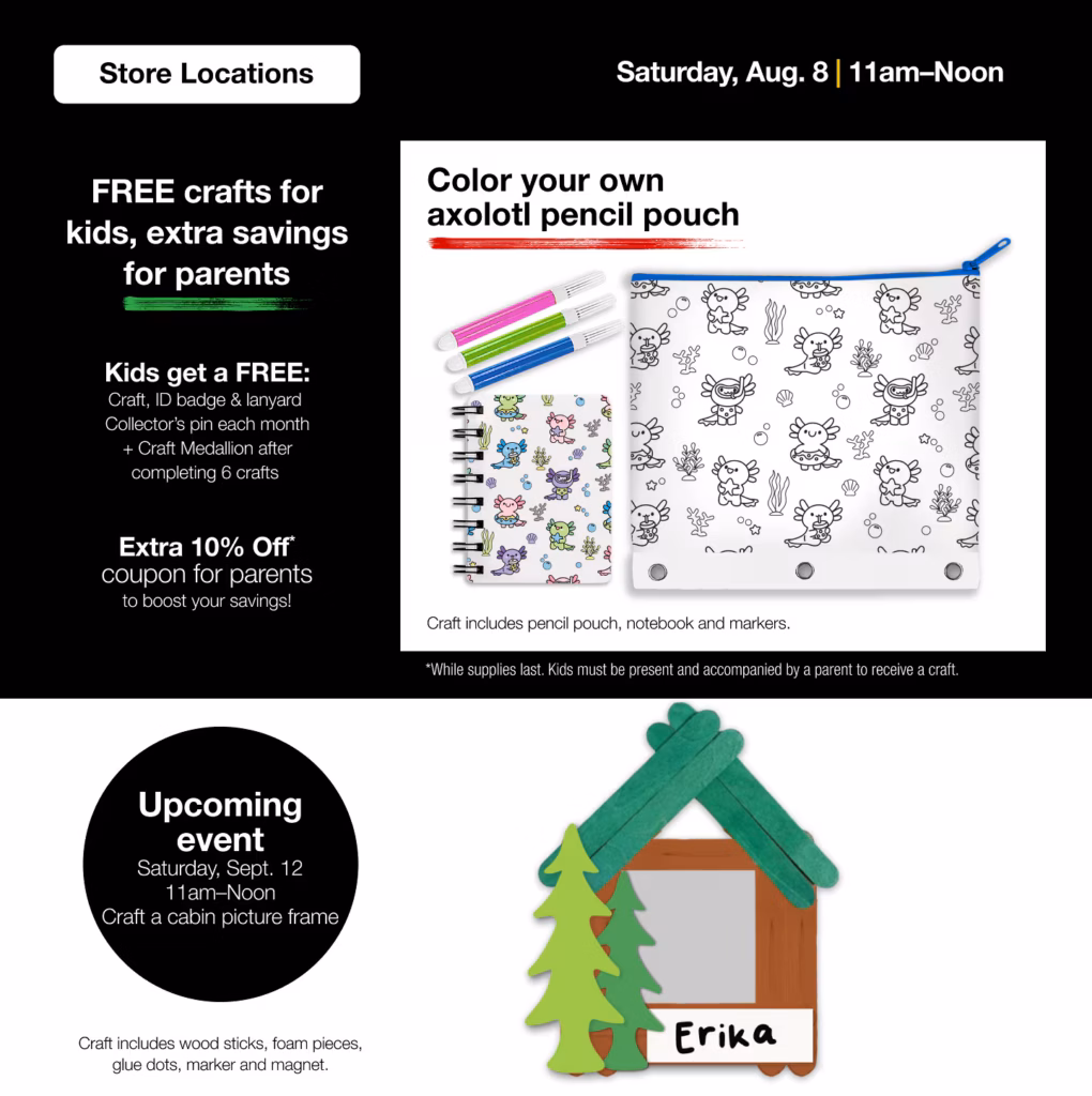 Color your own FREE Axolotl Pencil Pouch at JCPenney – August 8th
